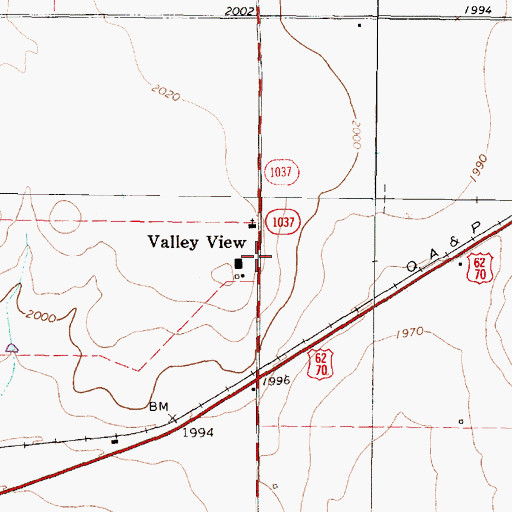 Topographic Map of Valley View, TX