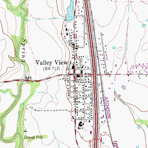 Topographic Map of Valley View, TX