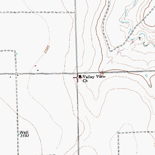 Topographic Map of Valley View Church, TX
