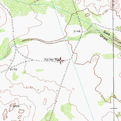 Topographic Map of Valley Well, TX