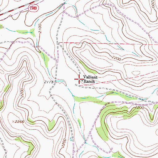 Topographic Map of Valliant Ranch, TX