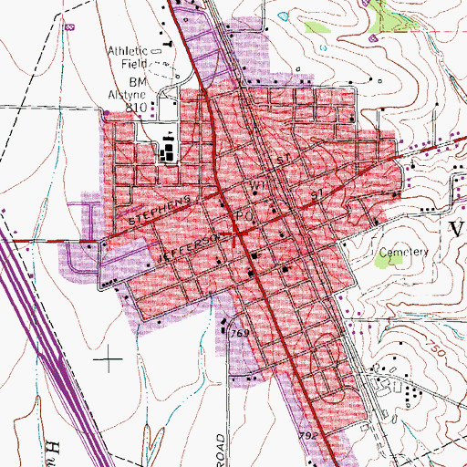 Topographic Map of Van Alstyne, TX