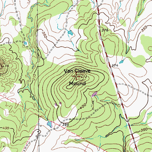 Topographic Map of Van Cleave Mound, TX