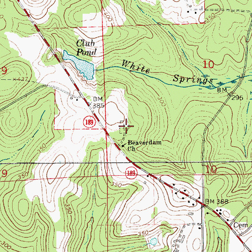 Topographic Map of Beaverdam Cemetery, AL