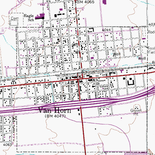 Topographic Map of Van Horn, TX
