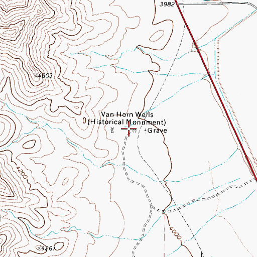 Topographic Map of Van Horn Wells, TX
