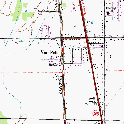 Topographic Map of Van Pelt, TX