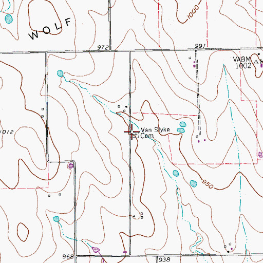 Topographic Map of Van Syke Cemetery, TX