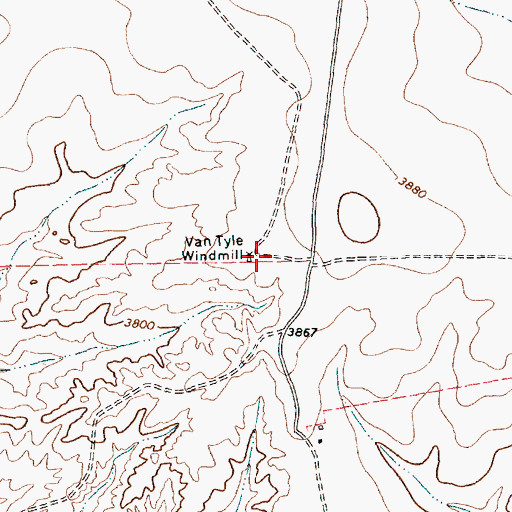 Topographic Map of Van Tyle Windmill, TX
