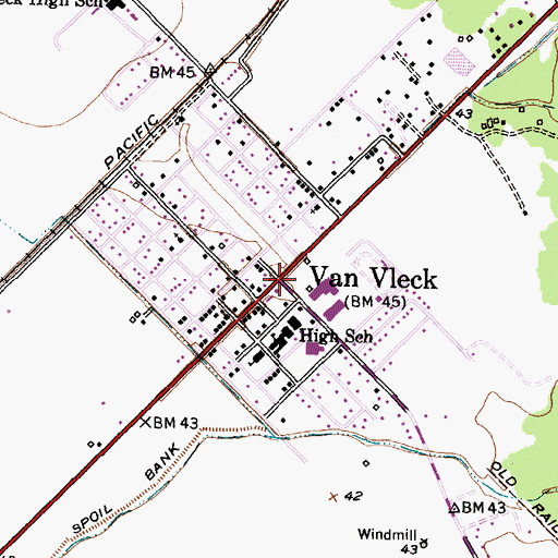 Topographic Map of Van Vleck, TX