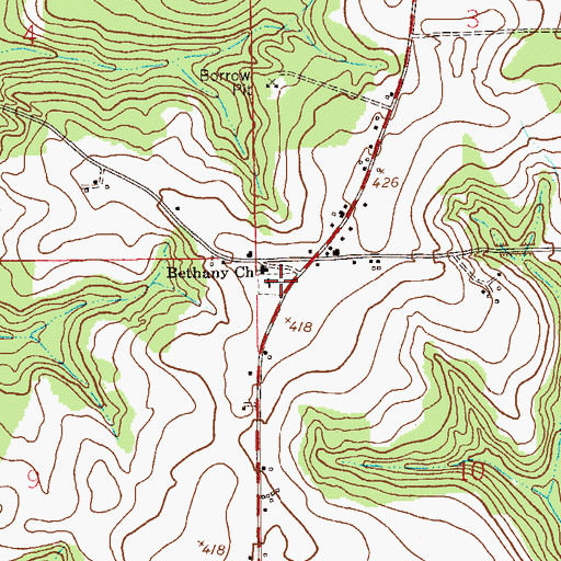 Topographic Map of Bethany Cemetery, AL