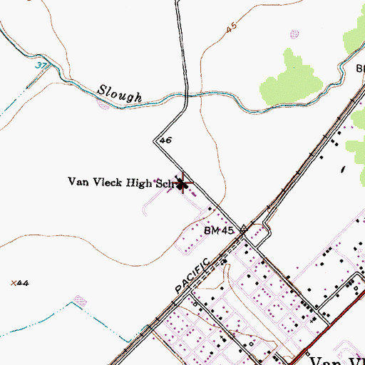 Topographic Map of Van Vleck High School, TX
