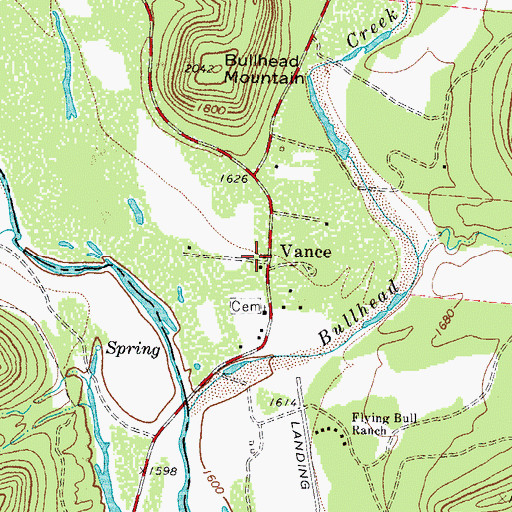 Topographic Map of Vance, TX