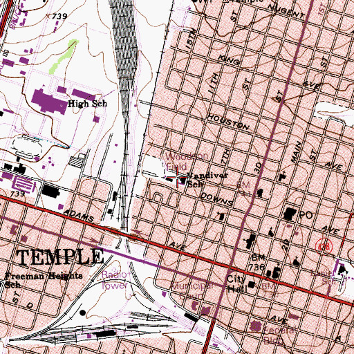 Topographic Map of Vandiver School, TX