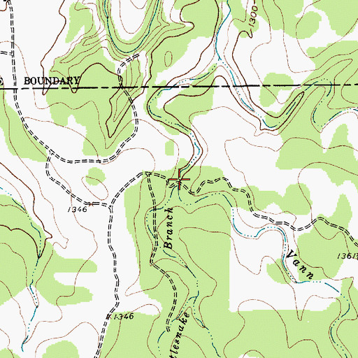 Topographic Map of Vann Branch, TX