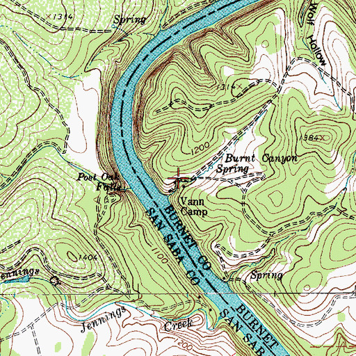 Topographic Map of Vann Camp, TX