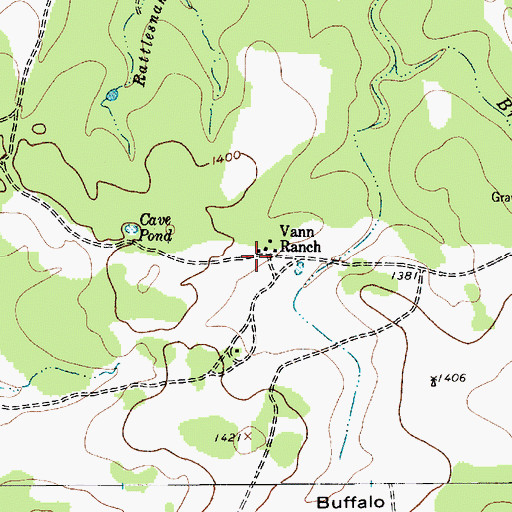 Topographic Map of Vann Ranch, TX