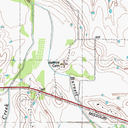 Topographic Map of Vannoy Cemetery, TX