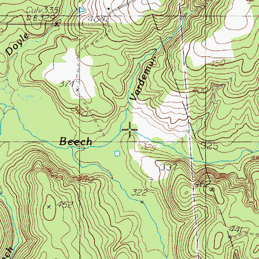 Topographic Map of Vardeman Branch, TX