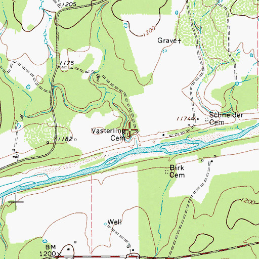 Topographic Map of Vasterling Cemetery, TX