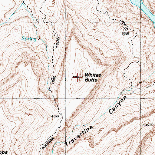 Topographic Map of Whites Butte, AZ