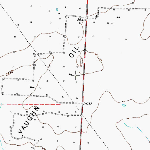 Topographic Map of Vaughn Oil Field, TX