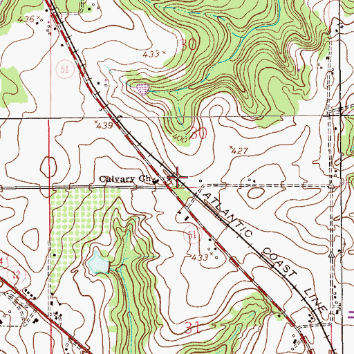 Topographic Map of Calvary Cemetery, AL