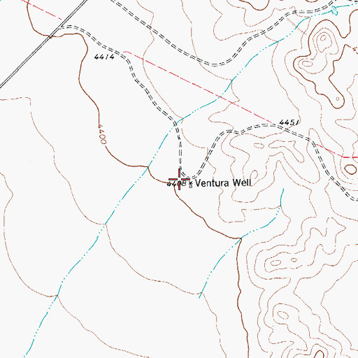 Topographic Map of Ventura Well, TX