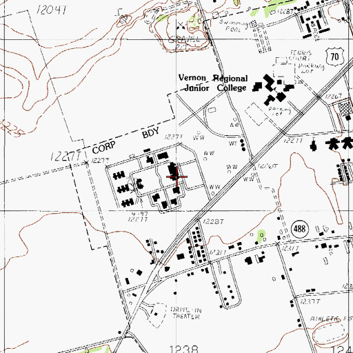 Topographic Map of North Texas State Hospital, TX