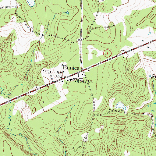 Topographic Map of Victory Church, TX