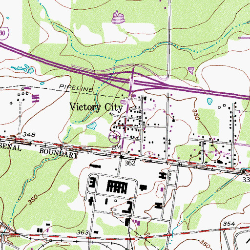 Topographic Map of Victory City, TX