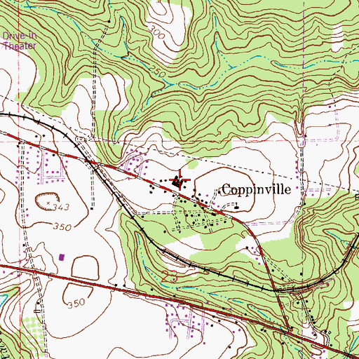 Topographic Map of Coppinville High School, AL