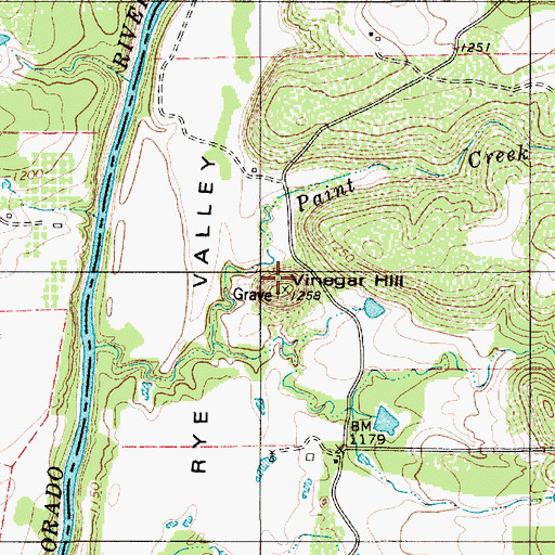 Topographic Map of Vinegar Hill, TX