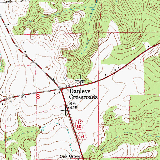 Topographic Map of Danley Cross Roads Cemetery, AL