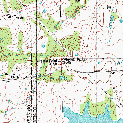 Topographic Map of Virginia Point Church, TX