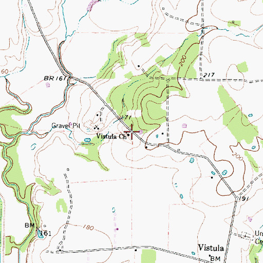Topographic Map of Vistula Church, TX