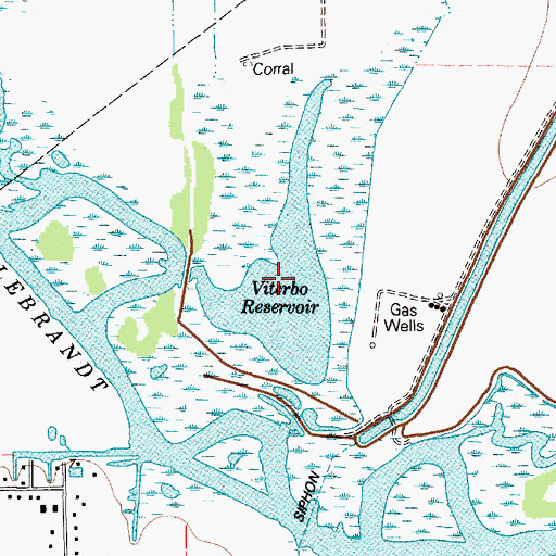 Topographic Map of Viterbo Reservoir, TX