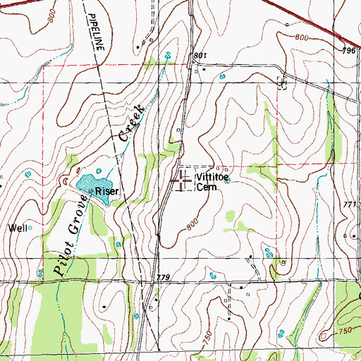 Topographic Map of Vittitoe Cemetery, TX