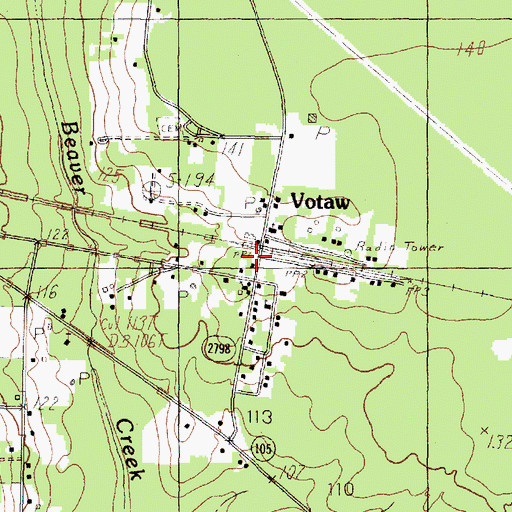 Topographic Map of Votaw, TX