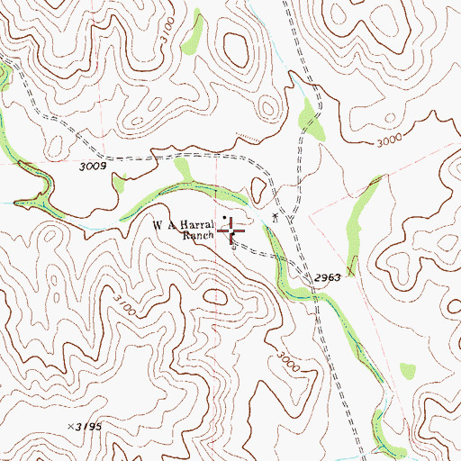 Topographic Map of W A Harral Ranch, TX