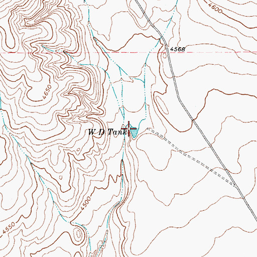 Topographic Map of W D Tank, TX