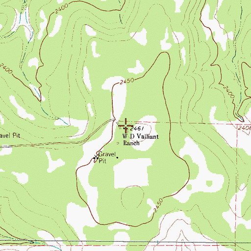 Topographic Map of W D Valliant Ranch, TX