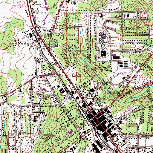 Topographic Map of Enterprise City Cemetery, AL