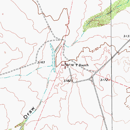 Topographic Map of W T Ranch, TX