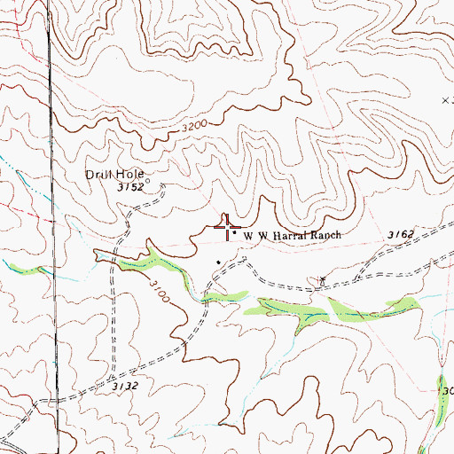 Topographic Map of W W Harral Ranch, TX