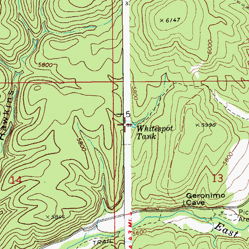 Topographic Map of Whitespot Tank, AZ