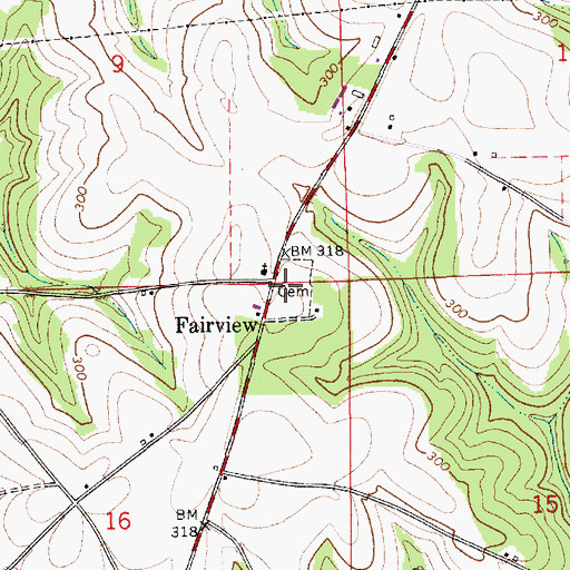 Topographic Map of Fairview Cemetery, AL