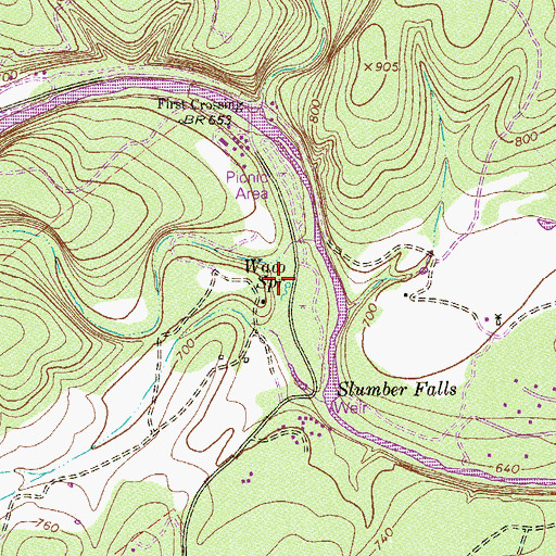 Topographic Map of Waco Spring, TX