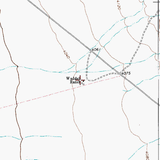 Topographic Map of Waddell Ranch, TX
