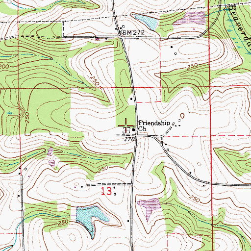 Topographic Map of Friendship Cemetery, AL